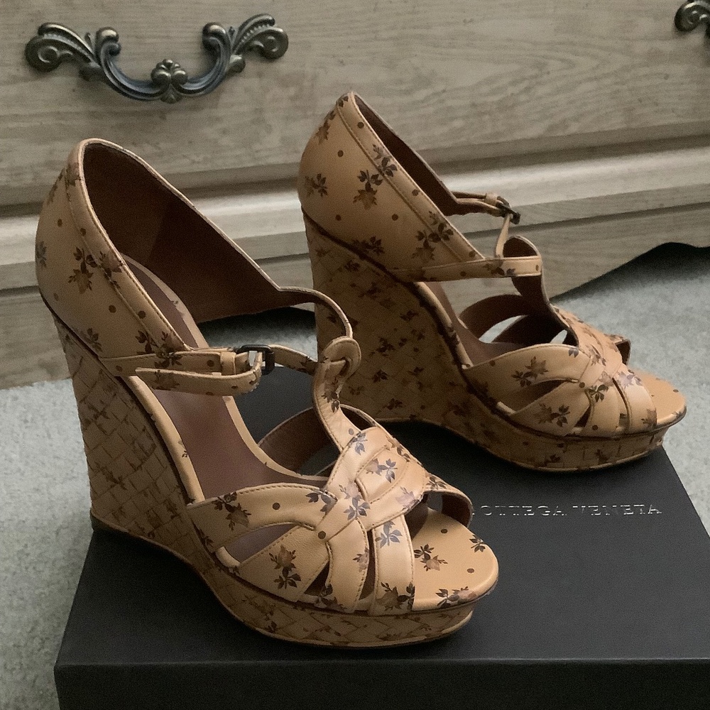 Bottega Veneta Floral Wedge Sandals